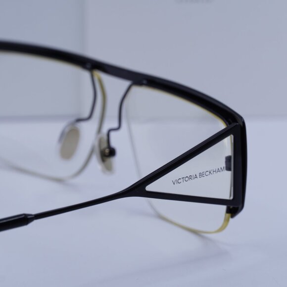 Victoria Beckham VB250S 001 Rectangle Sunglasses – Black/Gold/Transparent - Picture 8 of 9